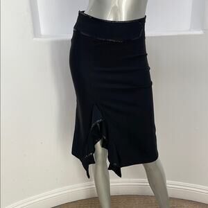 SL Jean’s SHENDEL Vintage Black Ruffled Slit Midi Skirt Size FR 36 sequin Accent